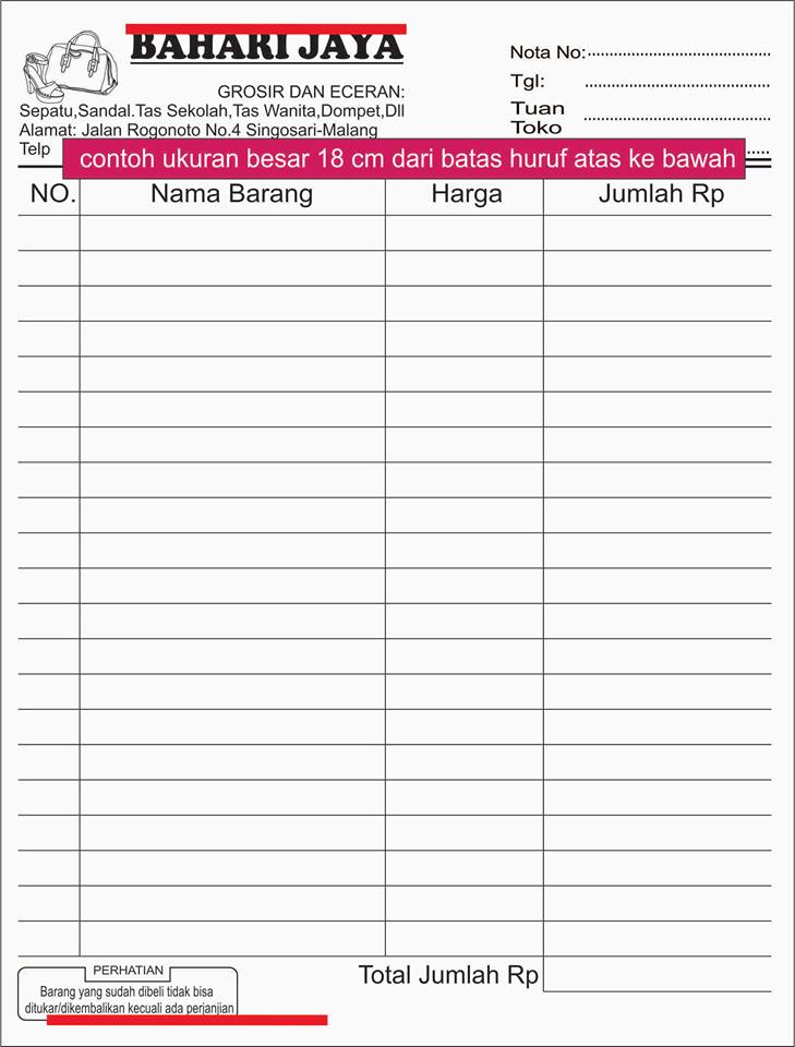 Contoh Nota Toko