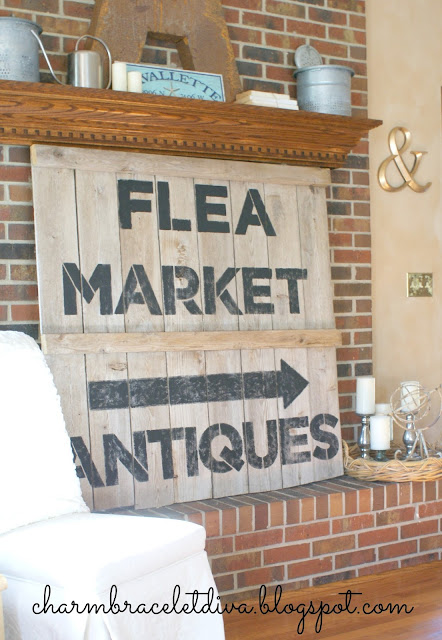Flea Market Antiques wooden farmhouse sign