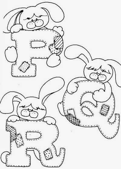 desenho do alfabeto do coelhinho para pintar
