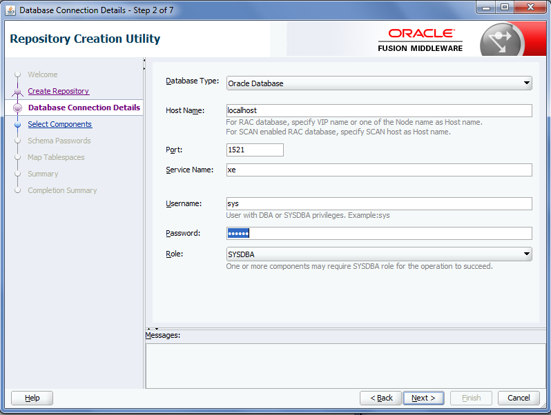 Create Oracle MFT Schemas