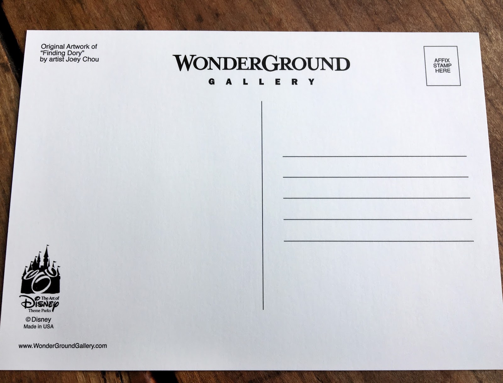 Disney Parks Wonderground Pixar Finding Nemo Dory 5x7 inch Postcard by Joey Chou 