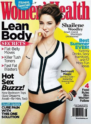 Shailene Woodley in black bikini bottoms open her diet and favorite dish on latest cover of Women's Health magazine