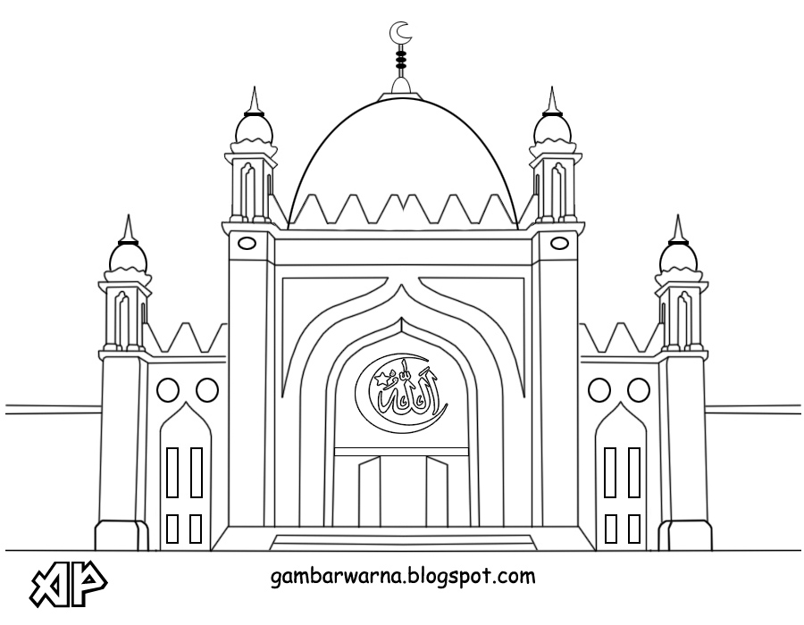 Mewarnai Gambar Masjid Belajar Mewarnai Gambar