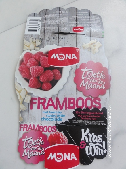 mona toetje van de maand Framboos met heerlijke stukjes witte chocolade