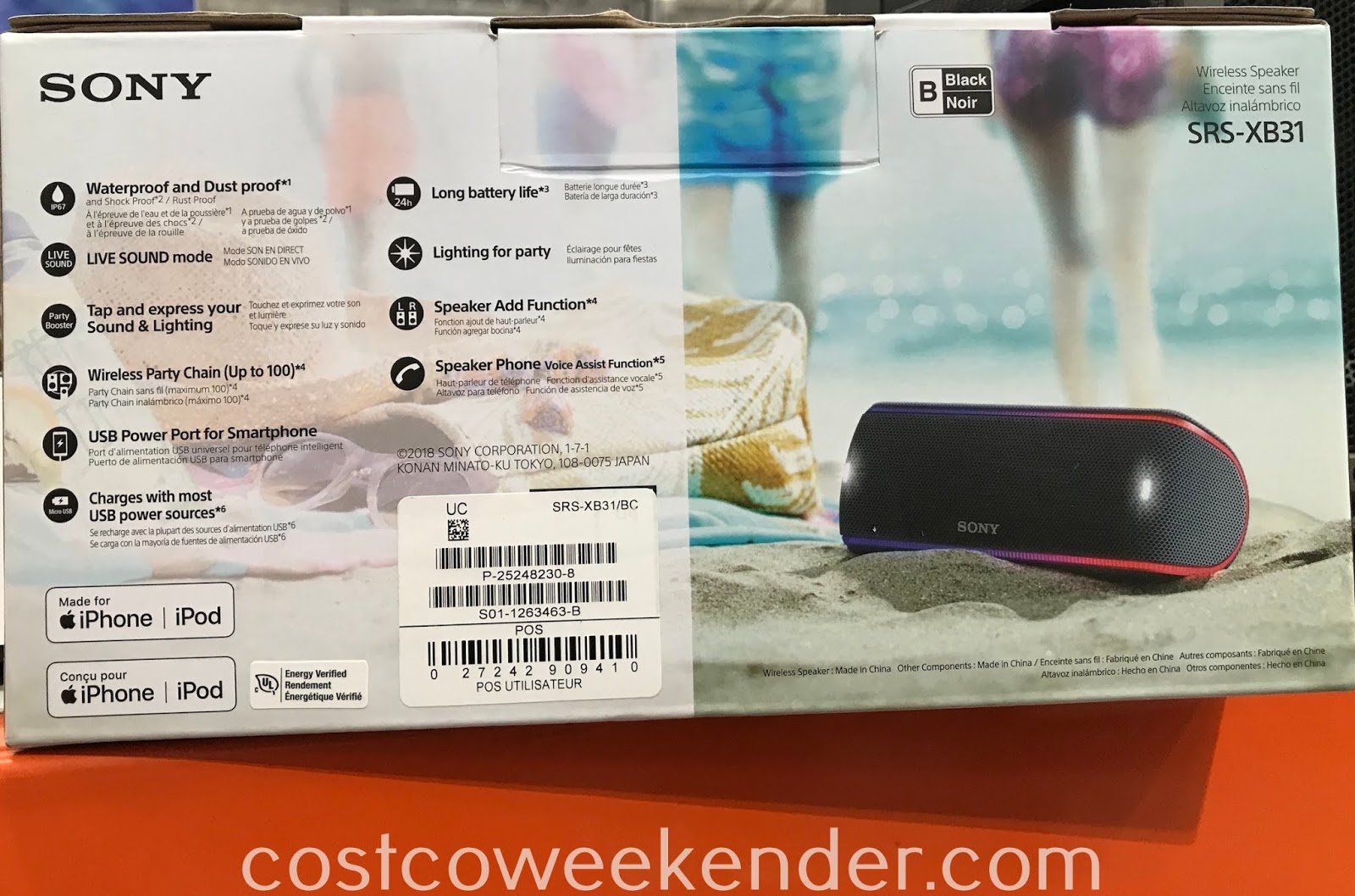 Sony SRSXB31 Wireless Speaker Costco Weekender