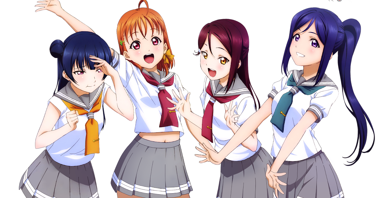 Love Live Sunshine:Grupal Girls Cute Happy Seifuku HD Render | ORS Anime Renders