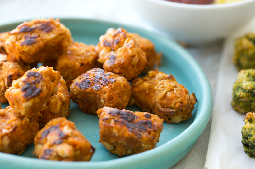 Easy Baked Tater Tots, with Beans! Sweet Potato and Cheezy Spinach
