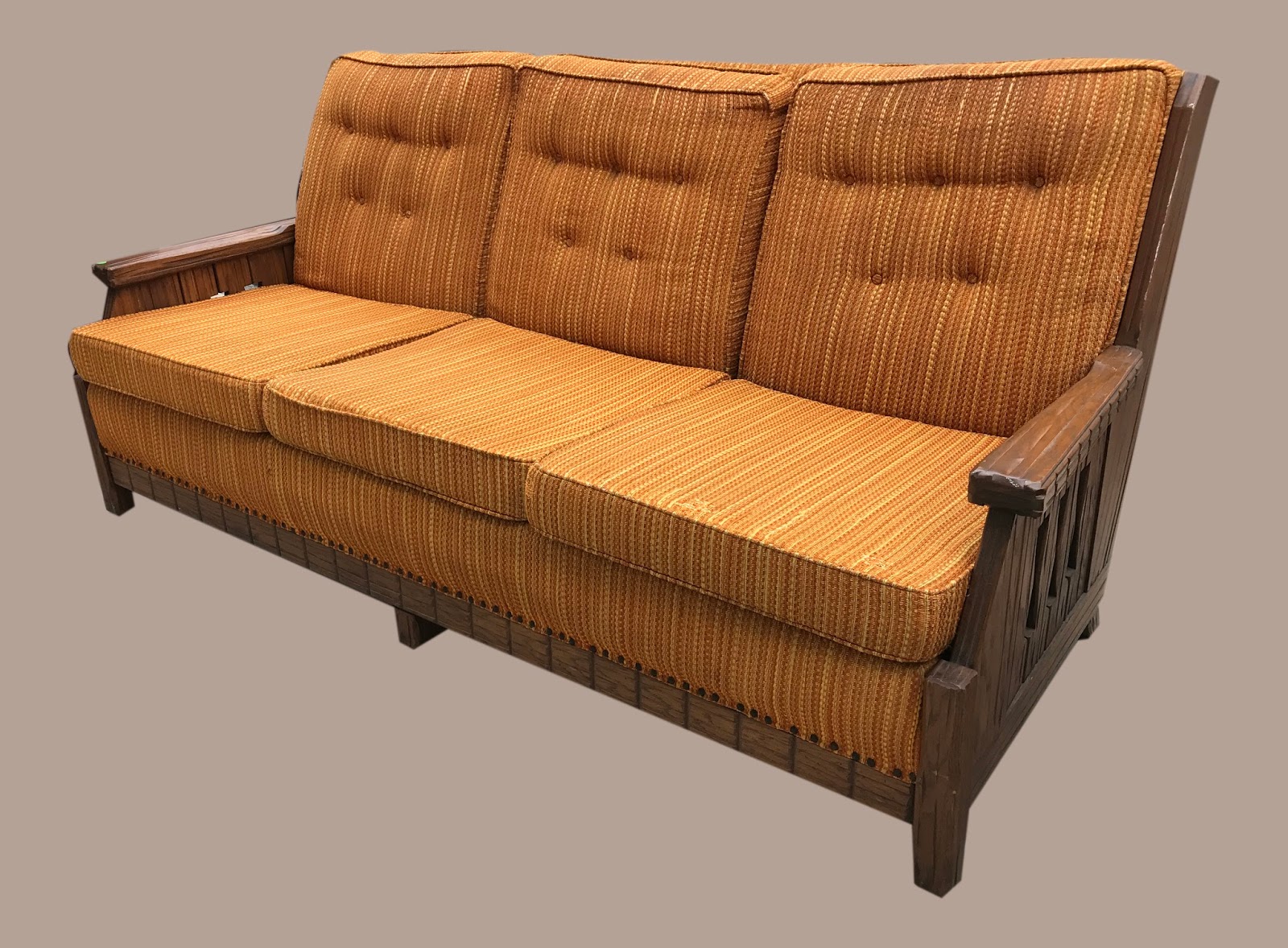 Uhuru Furniture & Collectibles Vintage Orange Sofa 125 SOLD