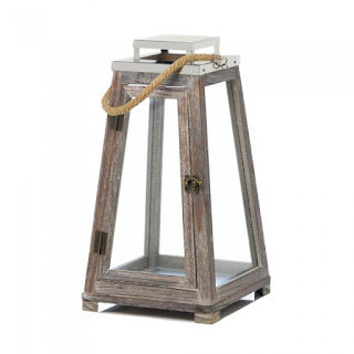 Pyramid Wooden Lantern With Rope (L)