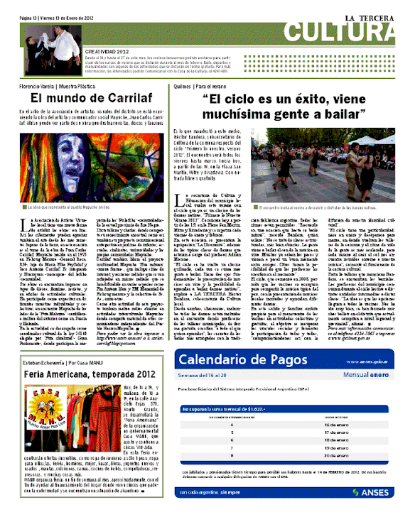 Nota en el diario La tercera¨(Monte grande