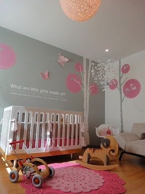 habitación rosa gris bebé