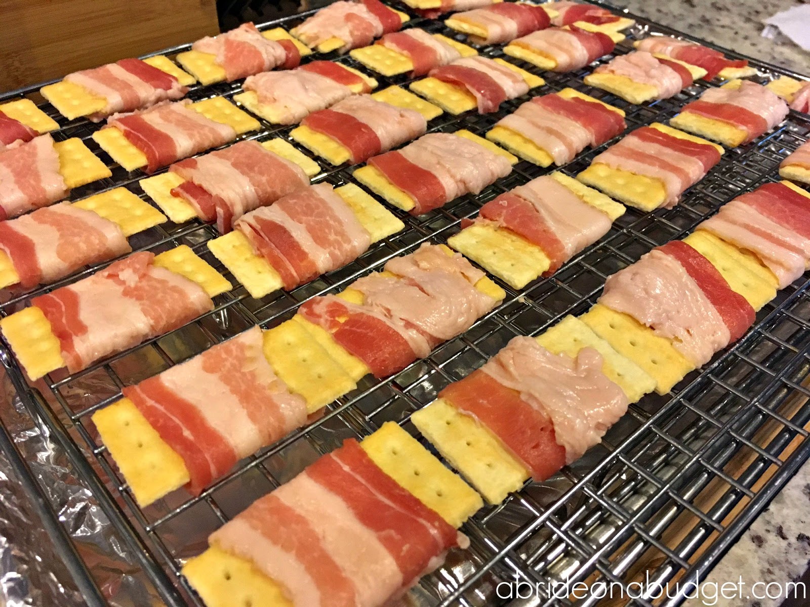 A Bride On A Budget BaconWrapped Crackers Topped With Brown Sugar