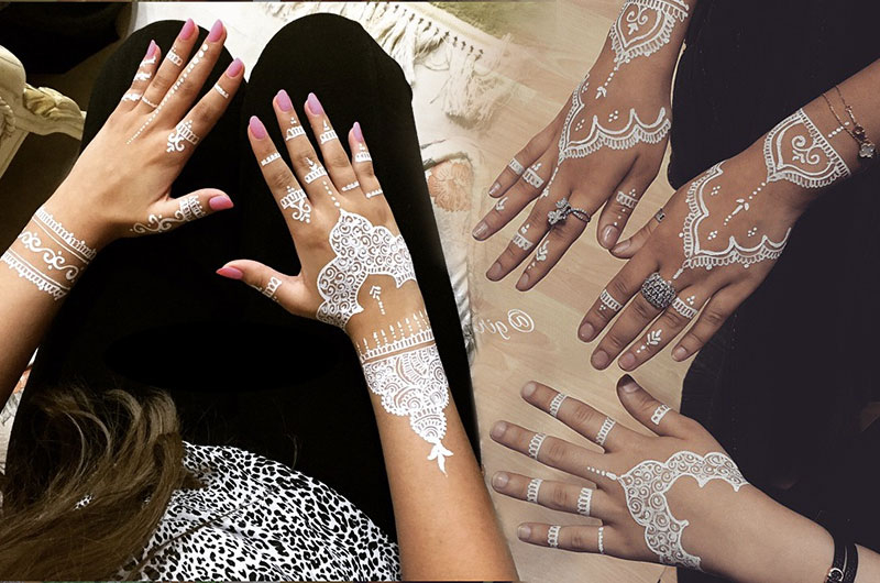 White Mehndi Designs For Hands