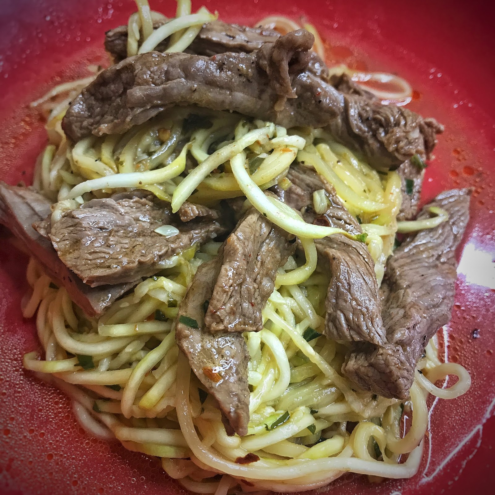 Lemon Garlic Steak with Zucchini Noodles