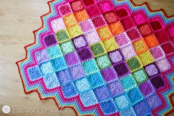 Happy Harlequin Blanket Free Crochet Pattern by Susan Carlson of Felted Button