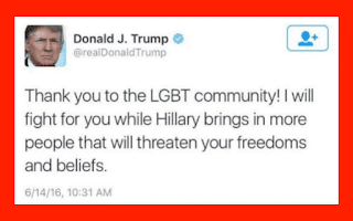 Donald Trump LGBT Tweet that says he will be great for LGBT people