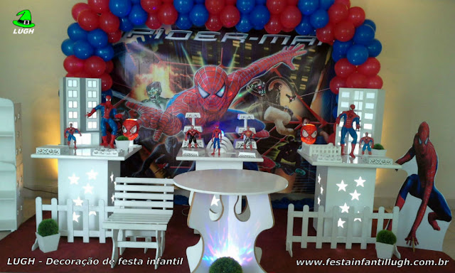Tema Homem Aranha - Decoração provençal simples para festa de meninos Decoração infantil provençal Homem Aranha para festa temática de meninos