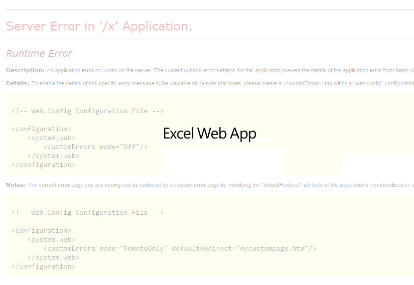 Server Error in '/x' Application Excel  App Error Solution