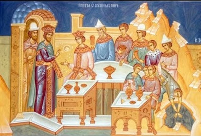 Orthodox icon of the parable of the wedding banquet in the Gospel of Luke 