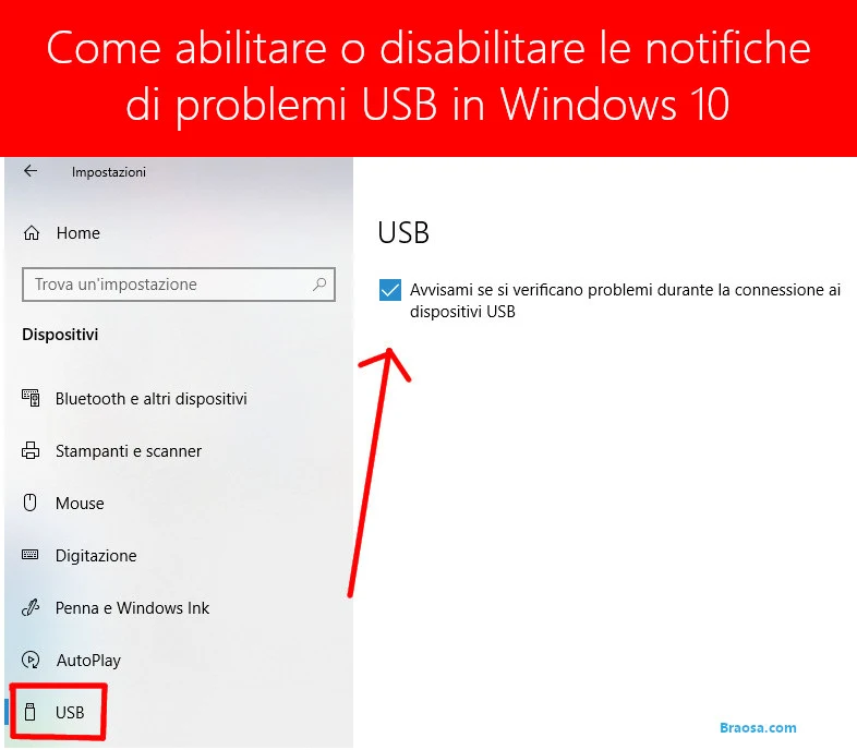 Come abilitare o disabilitare le notifiche di problemi USB in Windows 10