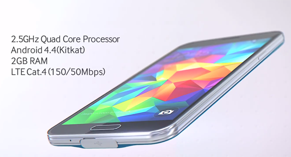 Samsung S5 front-side-back view