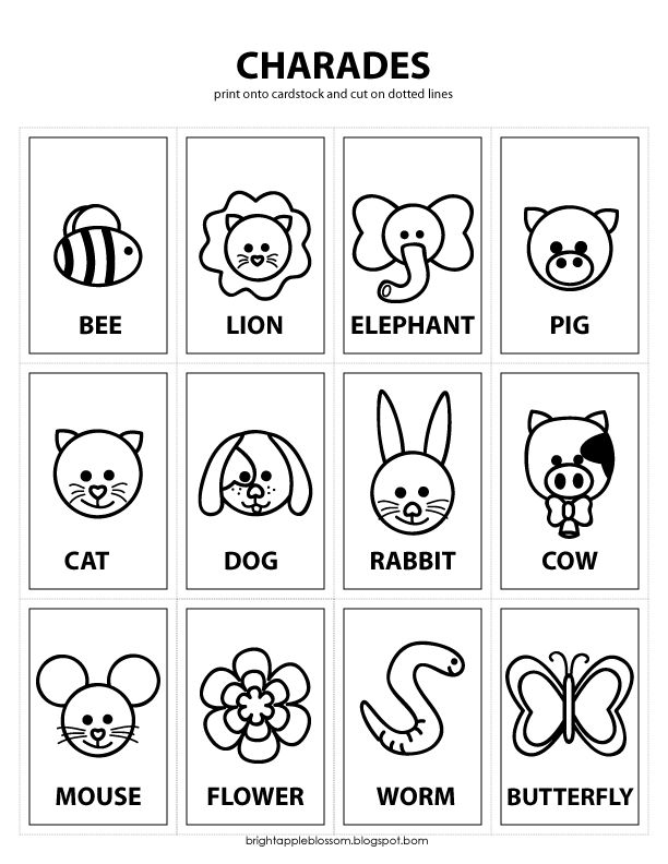 Printable Charade Cards For Kids Printable Word Searches