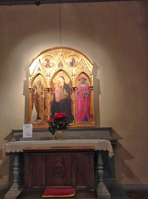 Basilica dell'Osservanza di Siena: Trittico con Madonna con Bambino e Santi Ambrogio e Girolamo del Maestro dell'Osservanza 