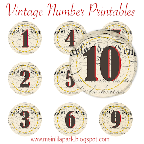 Free printable vintage number stickers - ausdruckbare Zahlen - freebie
