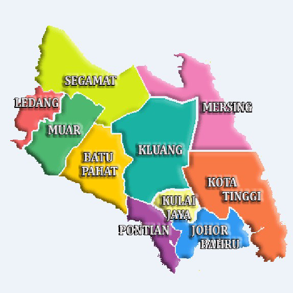 Maps of Johor, Peta Negeri Johor, Districts of Johor, Daerah-daerah di Negeri Johor,