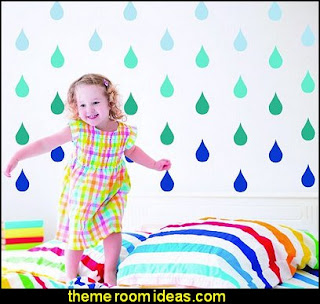 Raindrop Wall Decals - Peel and Stick Wall decals - nursery wall decals weather themed bedroom ideas - rain decorating ideas for weather themed bedrooms - rain theme bedroom wall decorations - Rain Theme - Rainbow Theme - Sun Theme - Snow Theme - Ice Theme - Weather themed Nursery decor - seasonal decorating ideas - ideas for rain themed bedrooms - raindrop themed bedrooms - springtime shower - rain cloud wall decals - Raindrop garlands - Paper raindrops Raindrop Wall Decals - Peel and Stick Wall decals - nursery wall decals