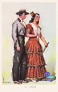 Traje típico de Sevilla - Editorial Artigas 1940 - Diseño: Tuser