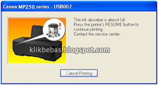 Ink absorber is full printer canon mp287