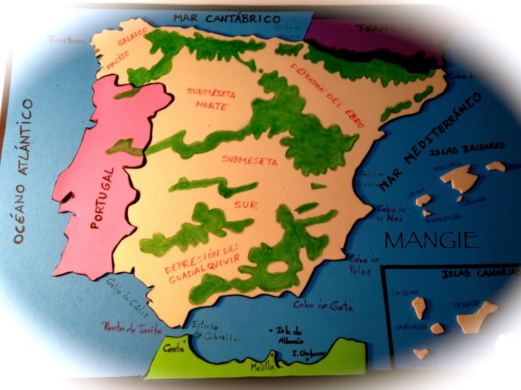 MAPA FÍSICO DE ESPAÑA- RECURSO DIDÁCTICO - Artemangie
