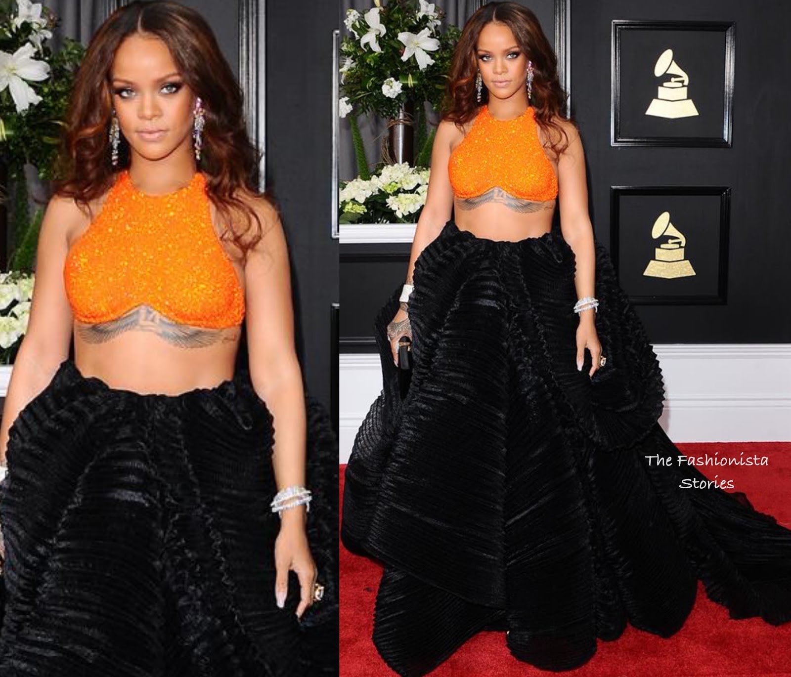 Rihanna in Armani Prive at the 59th Grammy Awards