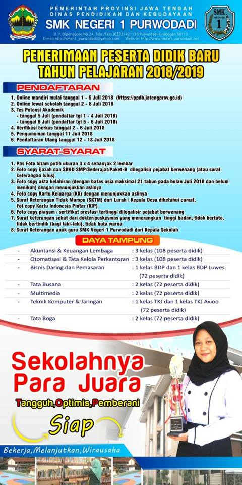Info Ppdb Smkn 1 Purwodadi Tahun 2018 2019 Smkn 1 Purwodadi
