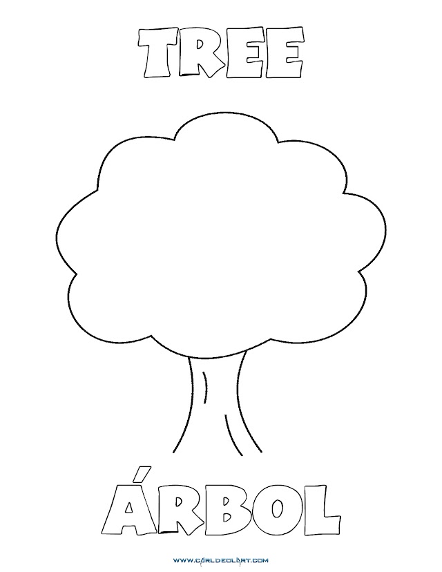 Dibujos Inglés - Español con A: Arbol -Tree