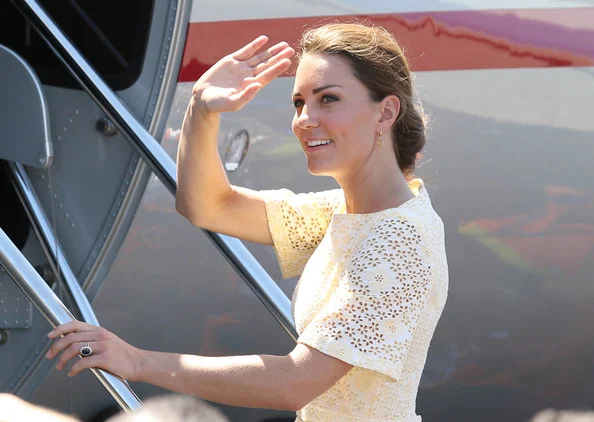 Prince William and Catherine, Duchess of Cambridge arrive at Honiara International airport in Tuvalu