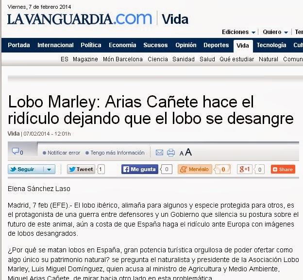 http://www.lavanguardia.com/vida/20140207/54400932257/lobo-marley-arias-canete-hace-el-ridiculo-dejando-que-el-lobo-se-desangre.html