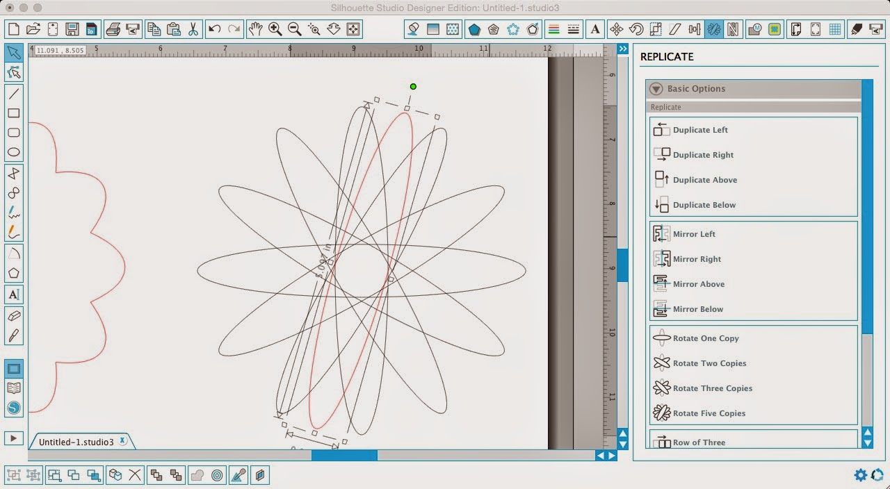 Silhouette Studio, Silhouette tutorial, designing, scalloped circle, flower, rotate