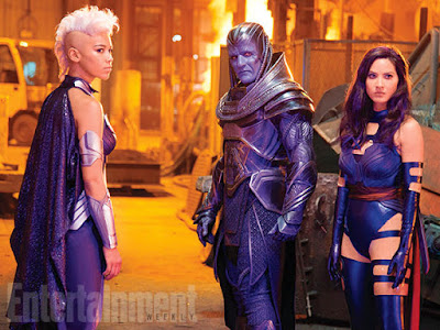 Olivia Munn, Alexandra Shipp and Oscar Isaac in X-Men Apocalypse