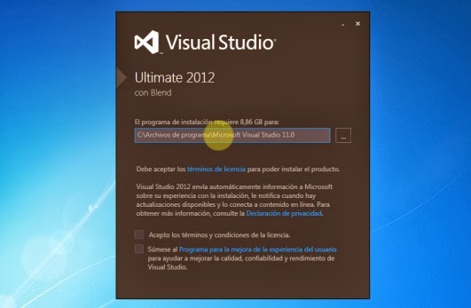 Descargar a instalar visual studio 2012