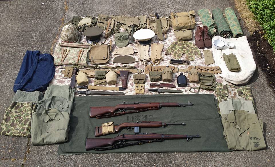 Marines In Forest Green WWII USMC Pack Layouts