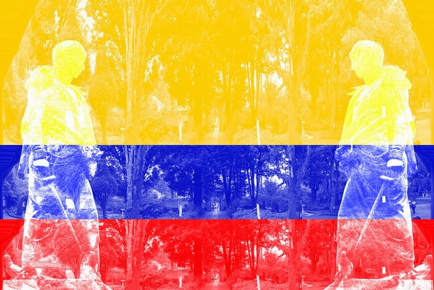 Bandera colombiana. Bogotá DC, Quinta de Bolívar   |   Colombian flag. Bogotá CD, Bolívar Villa