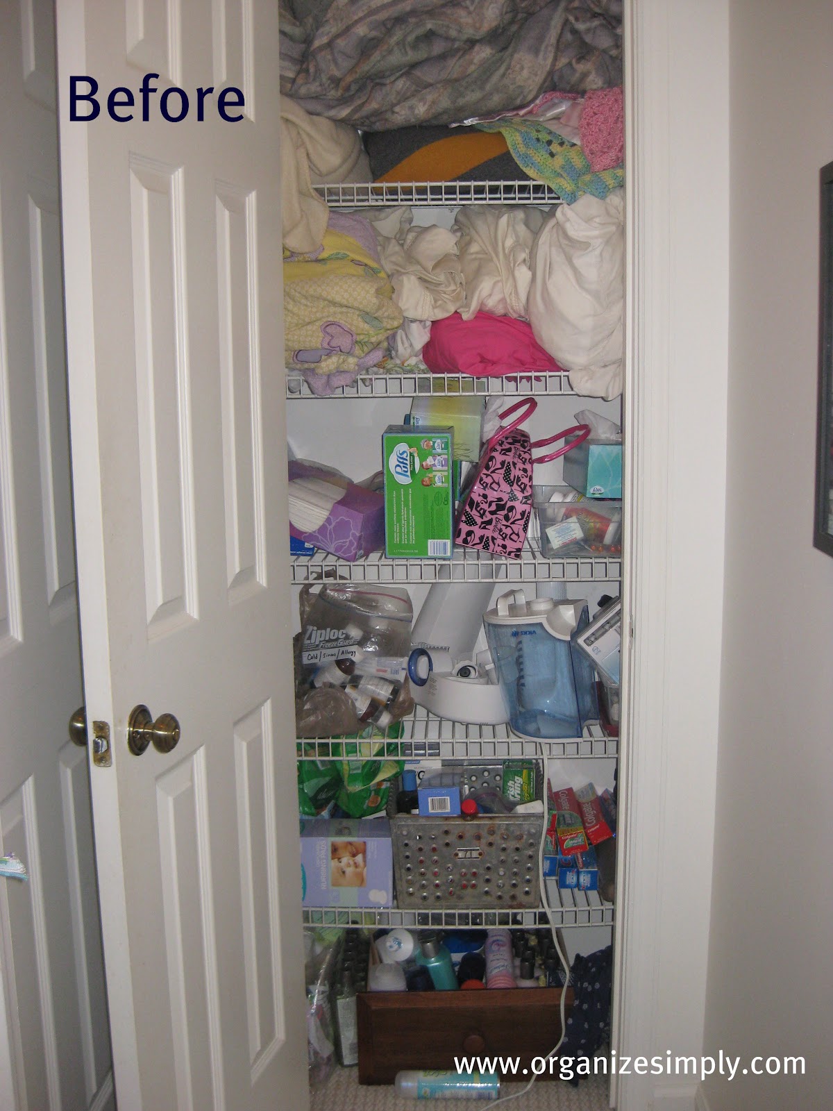 Simplify Your Life Linen Closet Before and After