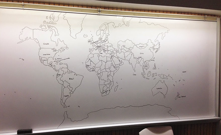 “An 11 year old boy with autism came into my daughters college class today and drew this from memory” - 11-Year-Old Boy With Autism Draws Detailed World Map Entirely From Memory
