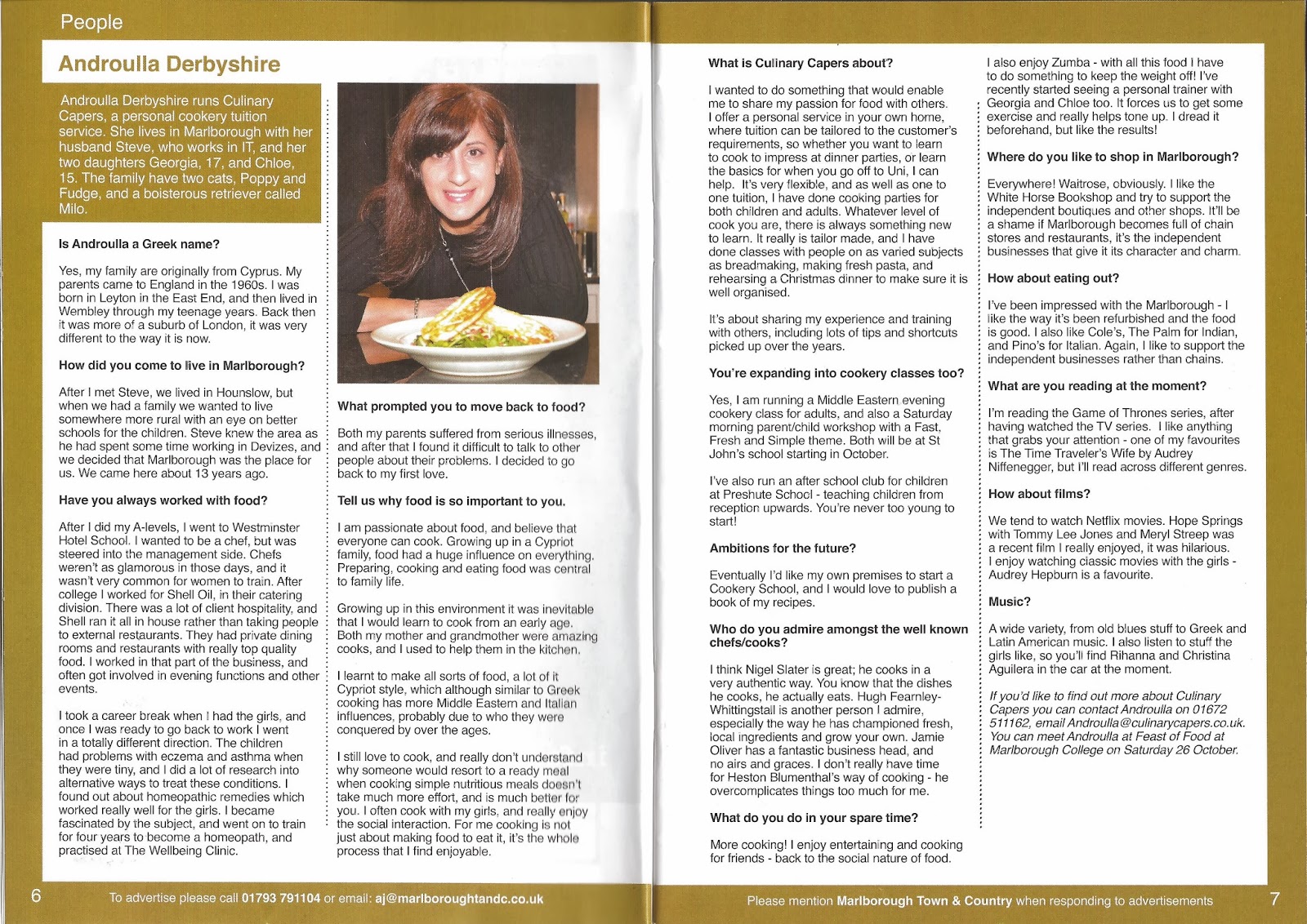 Culinary Capers: Culinary Capers interviewed by the Town and Country 