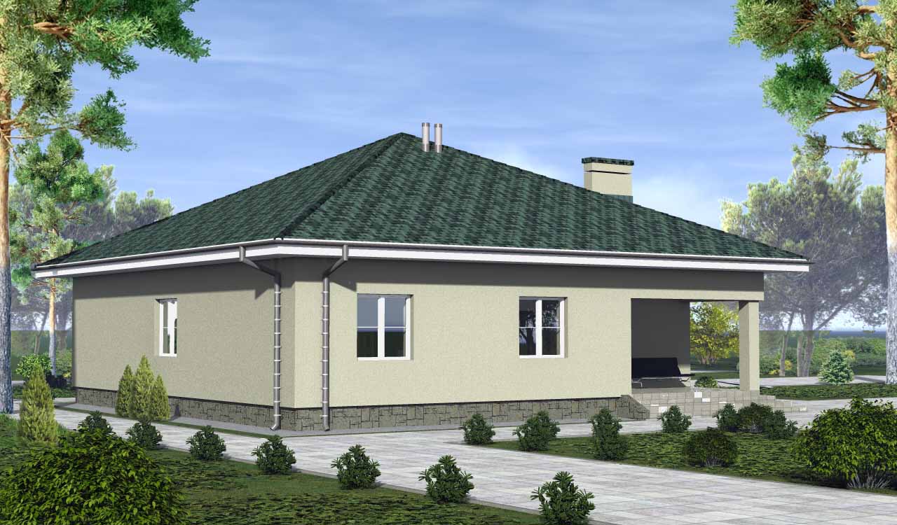 Проект одноэтажного дома со скатной крышей VALMA-001-NV // Архитектор Новиков Вя