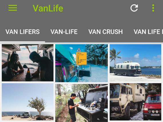 screenshot of VanLife App