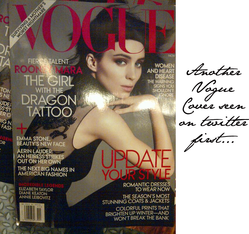 Rooney Mara covers Vogue November 2011 in Ralph Lauren