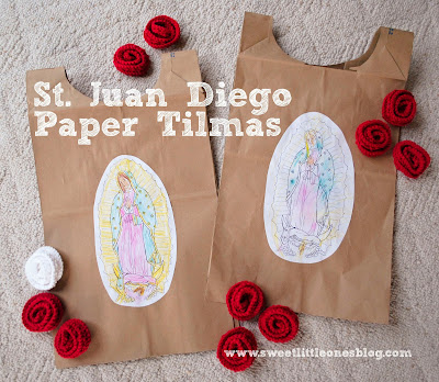 Catholic Liturgical Living: Our Lady of Guadalupe and St. Juan Diego Feast Day Celebration Ideas, Recipes, and DIY Tilma Craft www.sweetlittleonesblog.com
